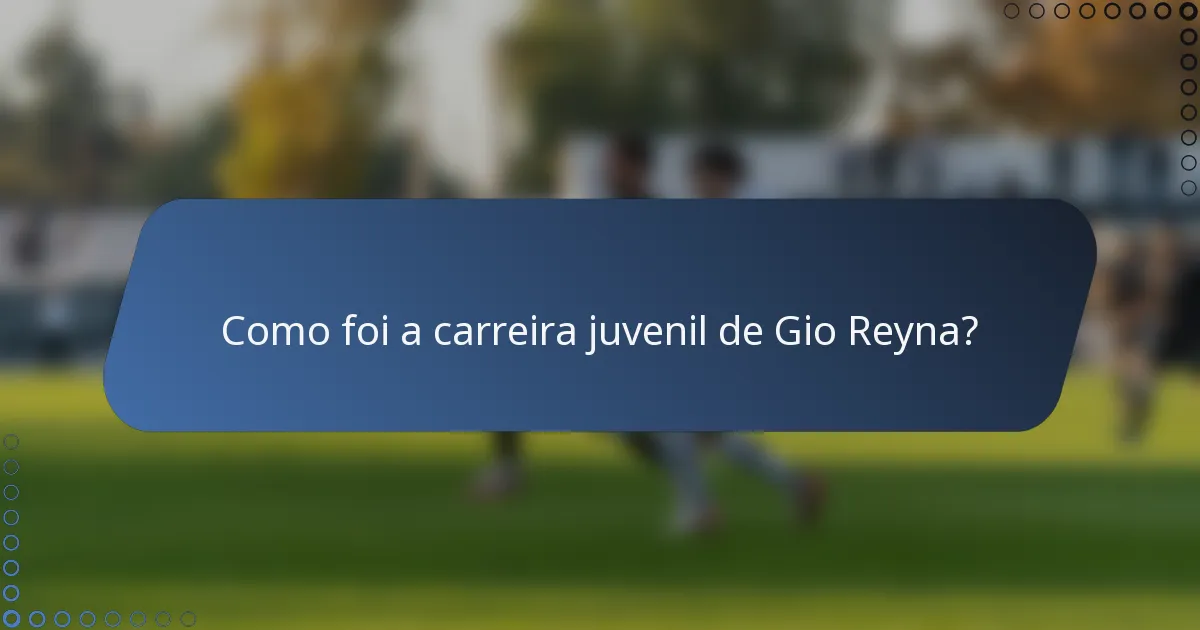 Como foi a carreira juvenil de Gio Reyna?